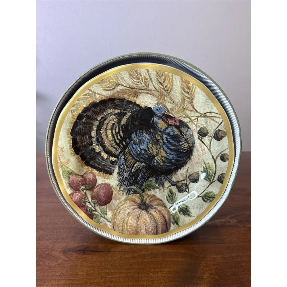 Pottery Barn FRESCO Thanksgiving Turkey Salad Plates (Set of 4) In Box
